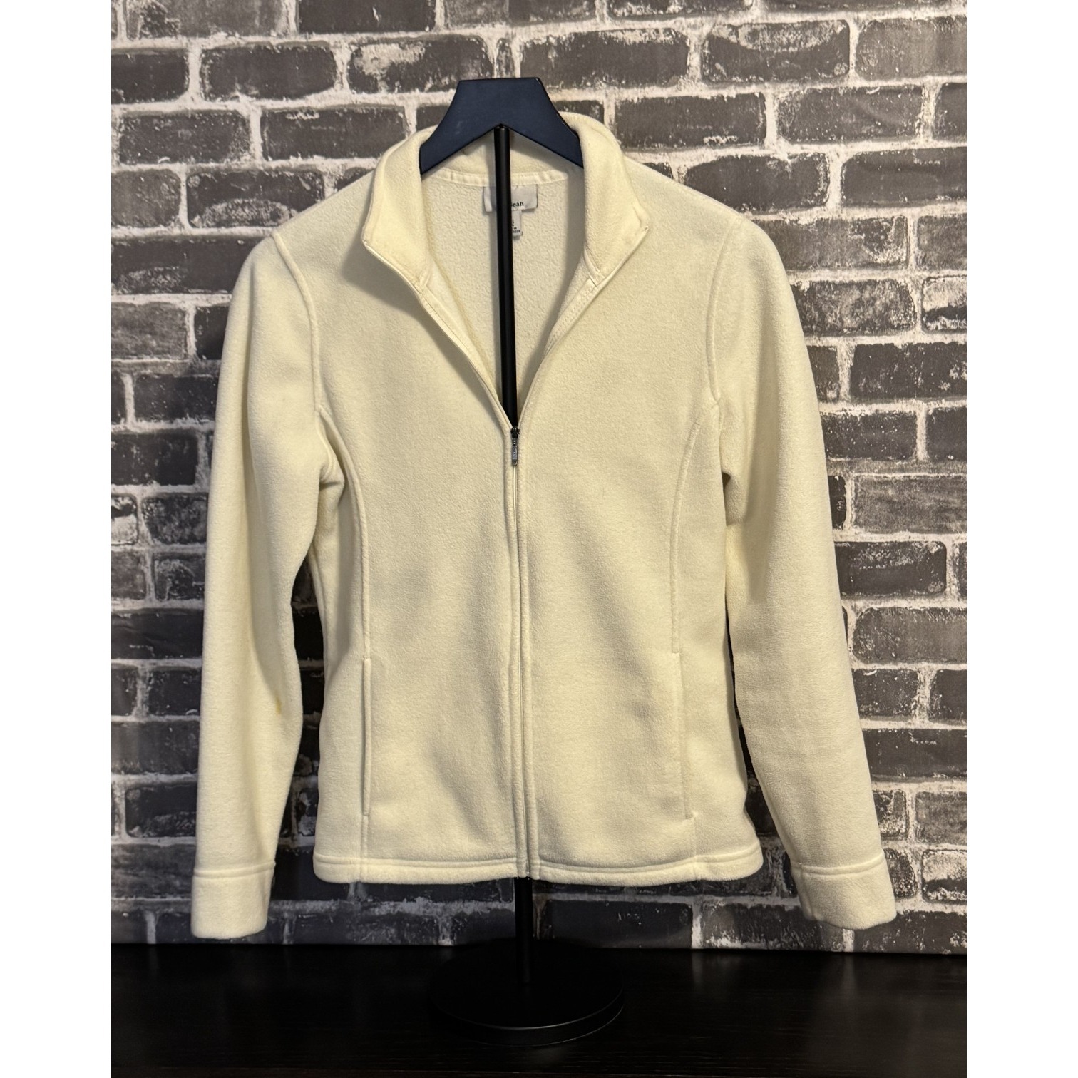 L.L.Bean Polartec 96 Ivory Full Zip Fleece Jacket Womens Xs Pockets